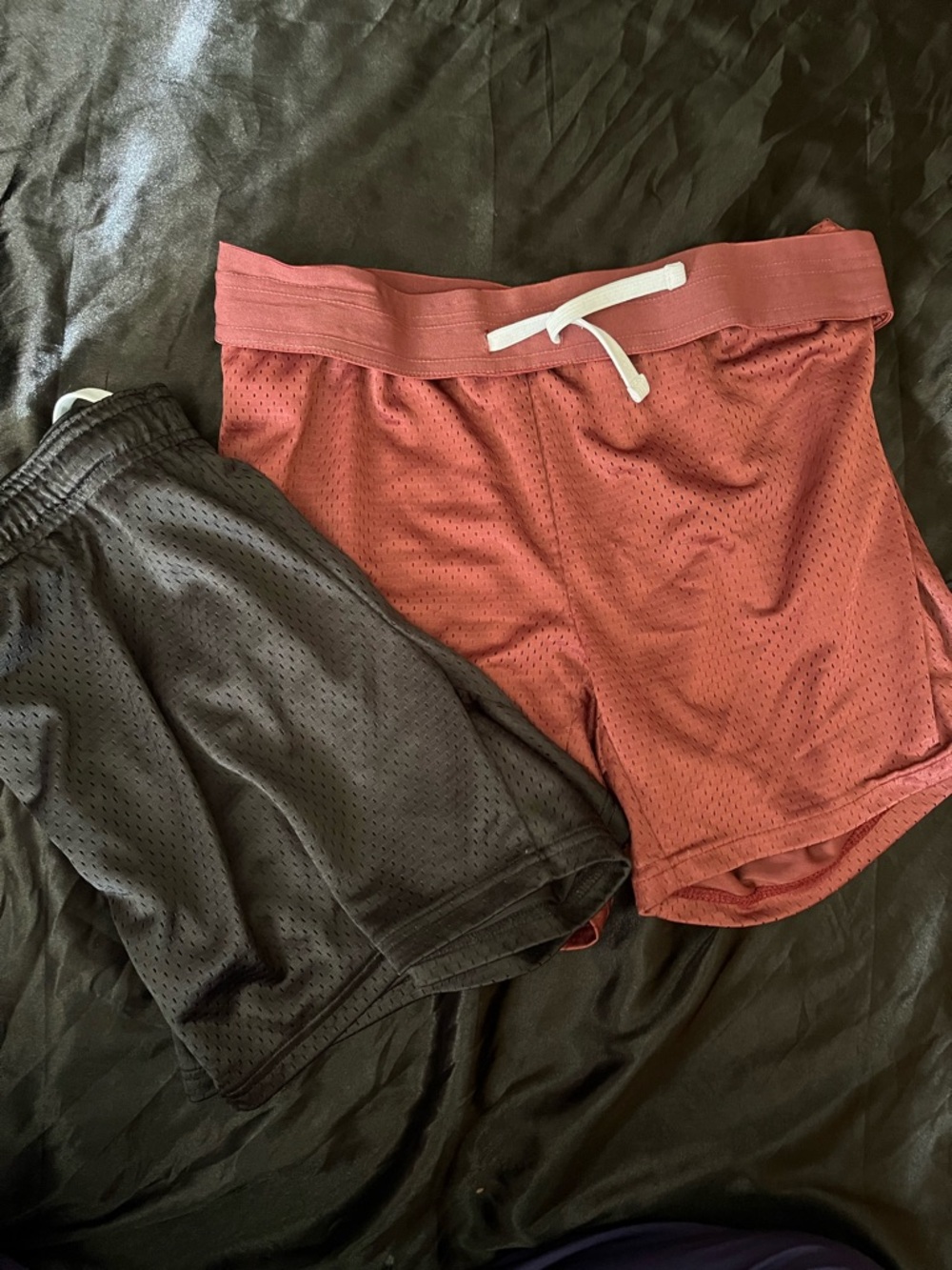 Mesh Athletic Shorts in Rust and Black
